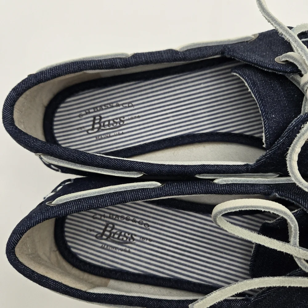 G.H. Bass & Co. Anchor Denim Navy Blue Slip On Loafers Shoes Womens Size 6.5